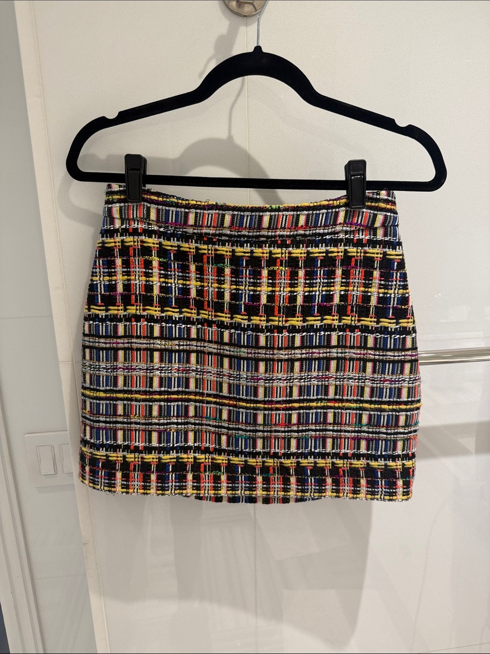 Milly Multicolor Tweed Mini Skirt in Black, Blue, Red, Yellow